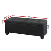 Artiss Storage Ottoman Blanket Box 97cm Linen Black
